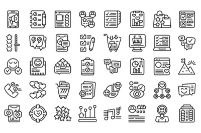 Emotional marketing icons set outline vector. Customer service