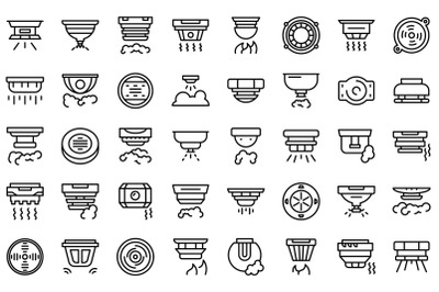 Smoke detector icons set outline vector. Alarm celling