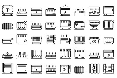 Convector icons set outline vector. Radiator bars