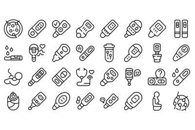 Pregnancy test icons set outline vector. Kit analysis