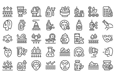 Anti-aging cosmetics icons set outline vector. Face beauty