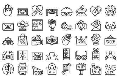 Vip event icons set outline vector. Member club