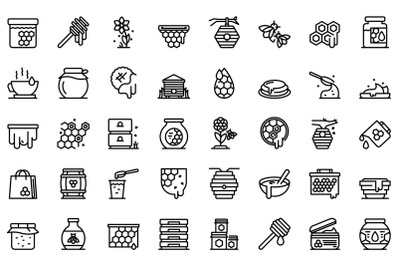 Nectar icons set outline vector. Propolis bee