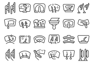 Windshield wiper icons set outline vector. Blade car