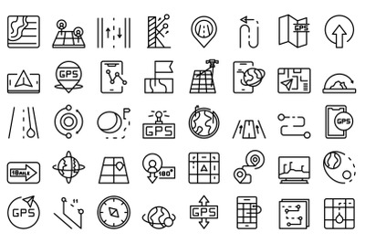 Trajectory icons set outline vector. Business road