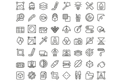 Editing tools icons set outline vector. Video create