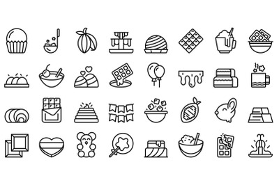 Chocolate festival icons set outline vector. Easter animal