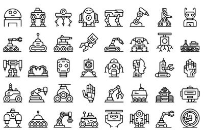 Robotics icons set outline vector. Smart tech