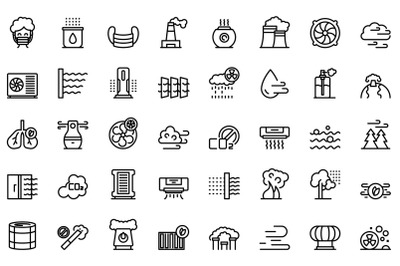 Clean air icons set outline vector. Dust air