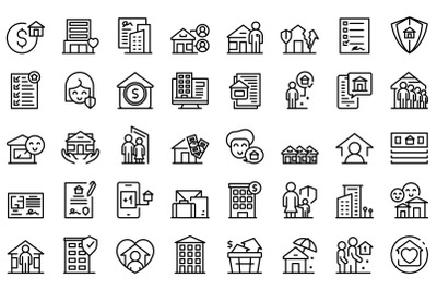 Social housing icon outline vector. Home work