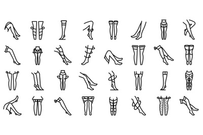 Stockings icons set outline vector. Vascular leg