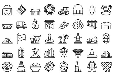 Jakarta icons set outline vector. Architecture building