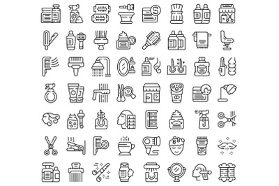 Hair salon icons set outline vector. Body treatment