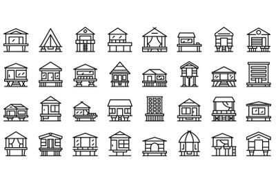 Stilt icons set outline vector. Architecture building