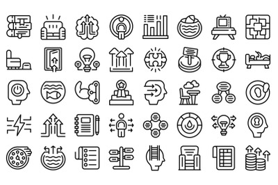 Comfort zone icons set outline vector. Coach challenge