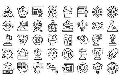 Expert icons set outline vector. Personal talent