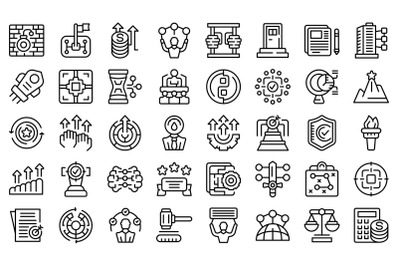 Courage icons set outline vector. Risk adventure