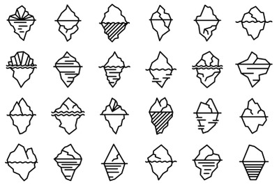 Iceberg icons set outline vector. Melting winter