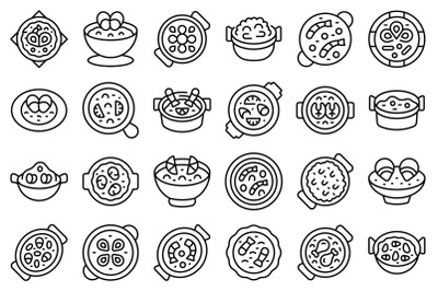 Paella icons set outline vector. Dish cook