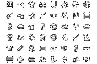 Hippodrome icons set outline vector. Horse track