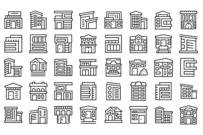 Villa icons set outline vector. Mansion house