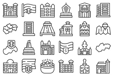 Slovakia icons set outline vector. City country