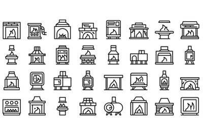 Furnace icons set outline vector. Industrial gas