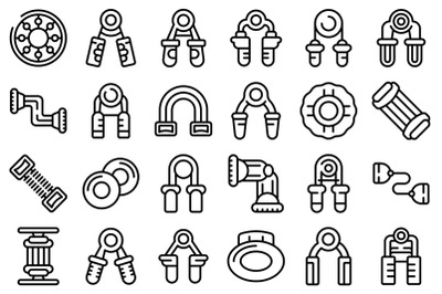 Espander icons set outline vector. Activity band