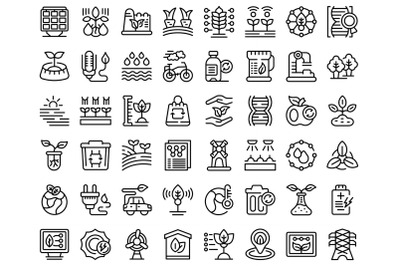 Natural technology icons set outline vector. Factory recycle