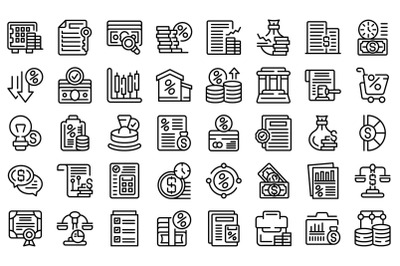 Lender icons set outline vector. Money borrow