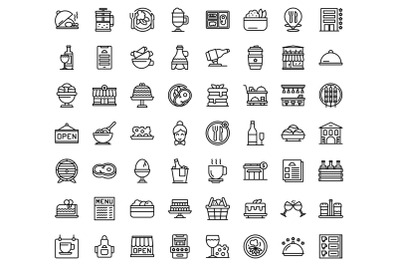 Restaurant business icons set outline vector. Food menu