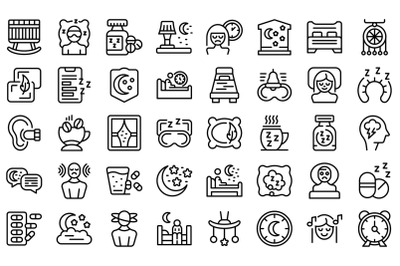 Insomnia icons set outline vector. Coffee man