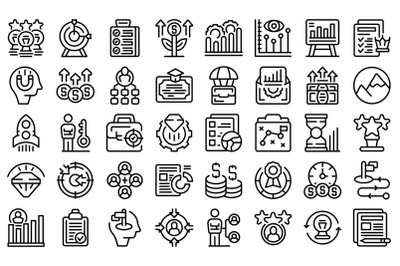 Top manager icons set outline vector. Business agency