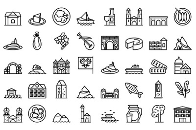 Montenegro icons set outline vector. Country area