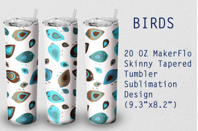Tumbler Tapered 20 OZ Sublimation Birds Wrap Design