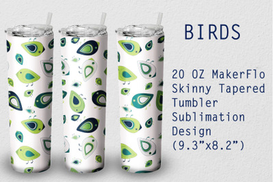 Tumbler Tapered 20 OZ Sublimation Birds Wrap Design