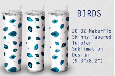 Tumbler Tapered 20 OZ Sublimation Birds Wrap Design