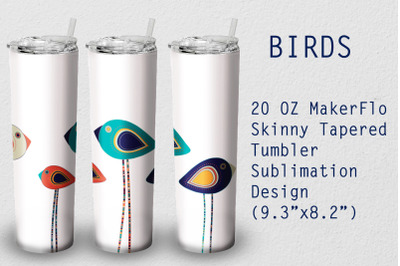 Tumbler Tapered 20 OZ Sublimation Birds Wrap Design