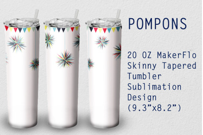 Tumbler Tapered 20 OZ Sublimation Pompon Wrap Design