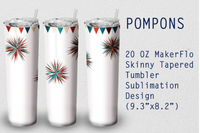 Tumbler Tapered 20 OZ Sublimation Pompon Wrap Design