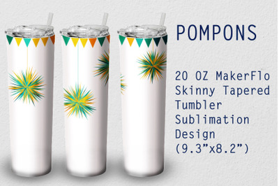 Tumbler Tapered 20 OZ Sublimation Pompon Wrap Design