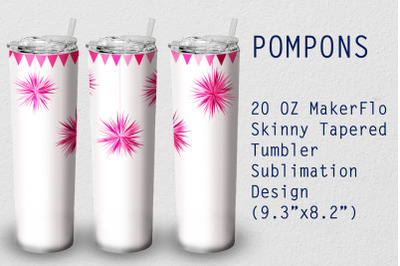 Tumbler Tapered 20 OZ Sublimation Pompon Wrap Design