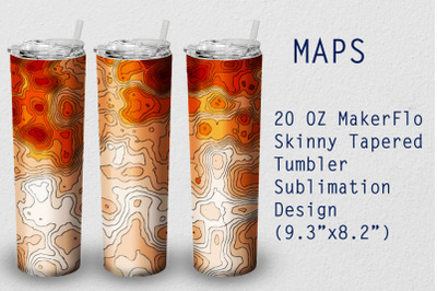 Tumbler Tapered 20 OZ Sublimation Topographic Wrap Design