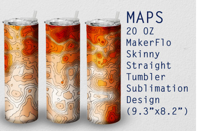 Tumbler Straight 20 OZ Sublimation Topographic Wrap Design