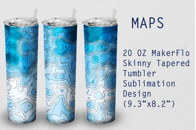 Tumbler Tapered 20 OZ Sublimation Topographic Wrap Design