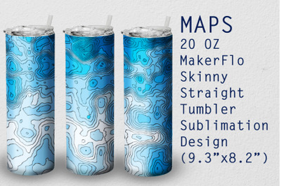 Tumbler Straight 20 OZ Sublimation Topographic Wrap Design