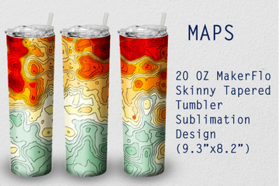 Tumbler Tapered 20 OZ Sublimation Topographic Wrap Design