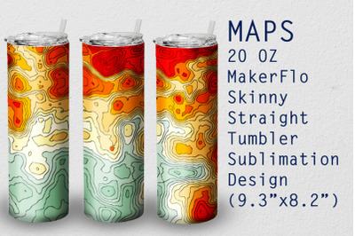 Tumbler Straight 20 OZ Sublimation Topographic Wrap Design