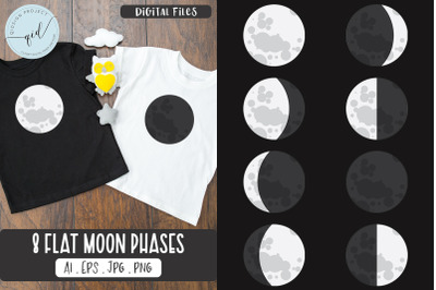 Flat Moon Phases Clipart