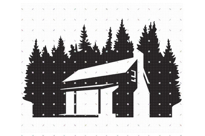 Small log cabin in the forest SVG clipart